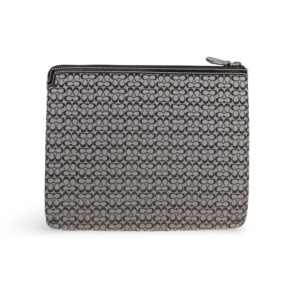 Coach Signature Monogram Tablet Case Unisex OS‎ Black Gray Jacquard Zip Sleeve